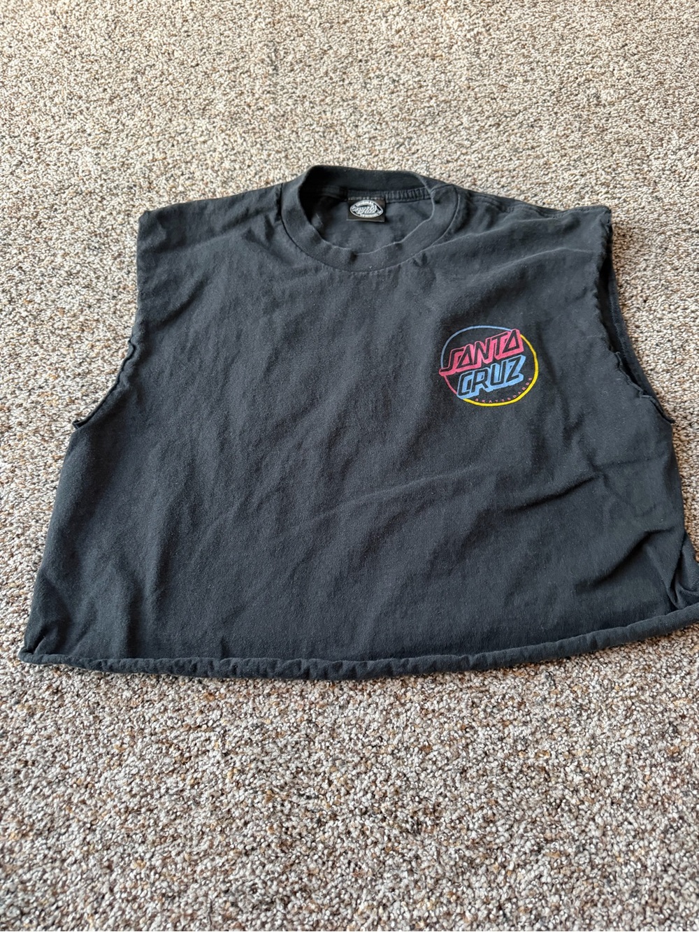 Santa Cruz Skateboards Logo Black Cropped Muscle Tank Sleeveless Skate Tee